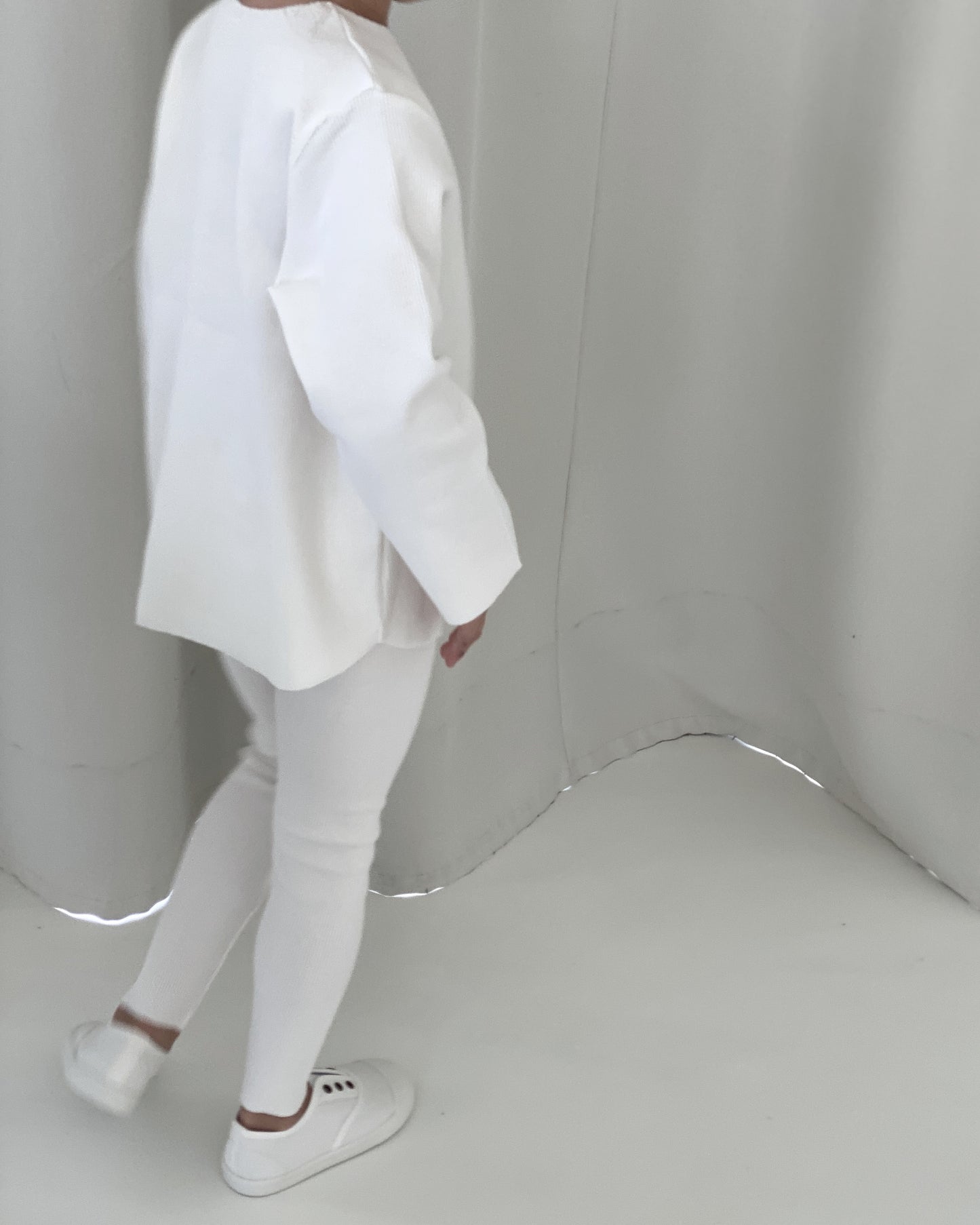 RIB SWEATSHIRT SET NATURAL WHITE