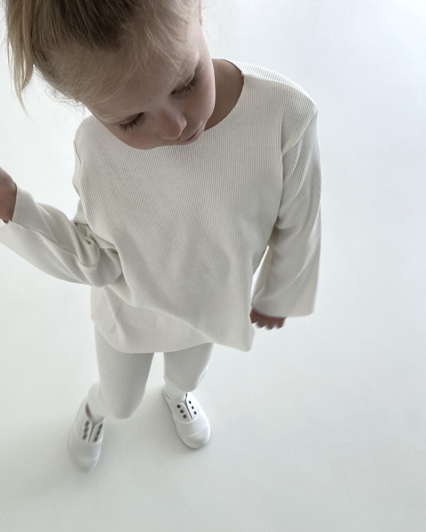 RIB SWEATSHIRT SET NATURAL WHITE