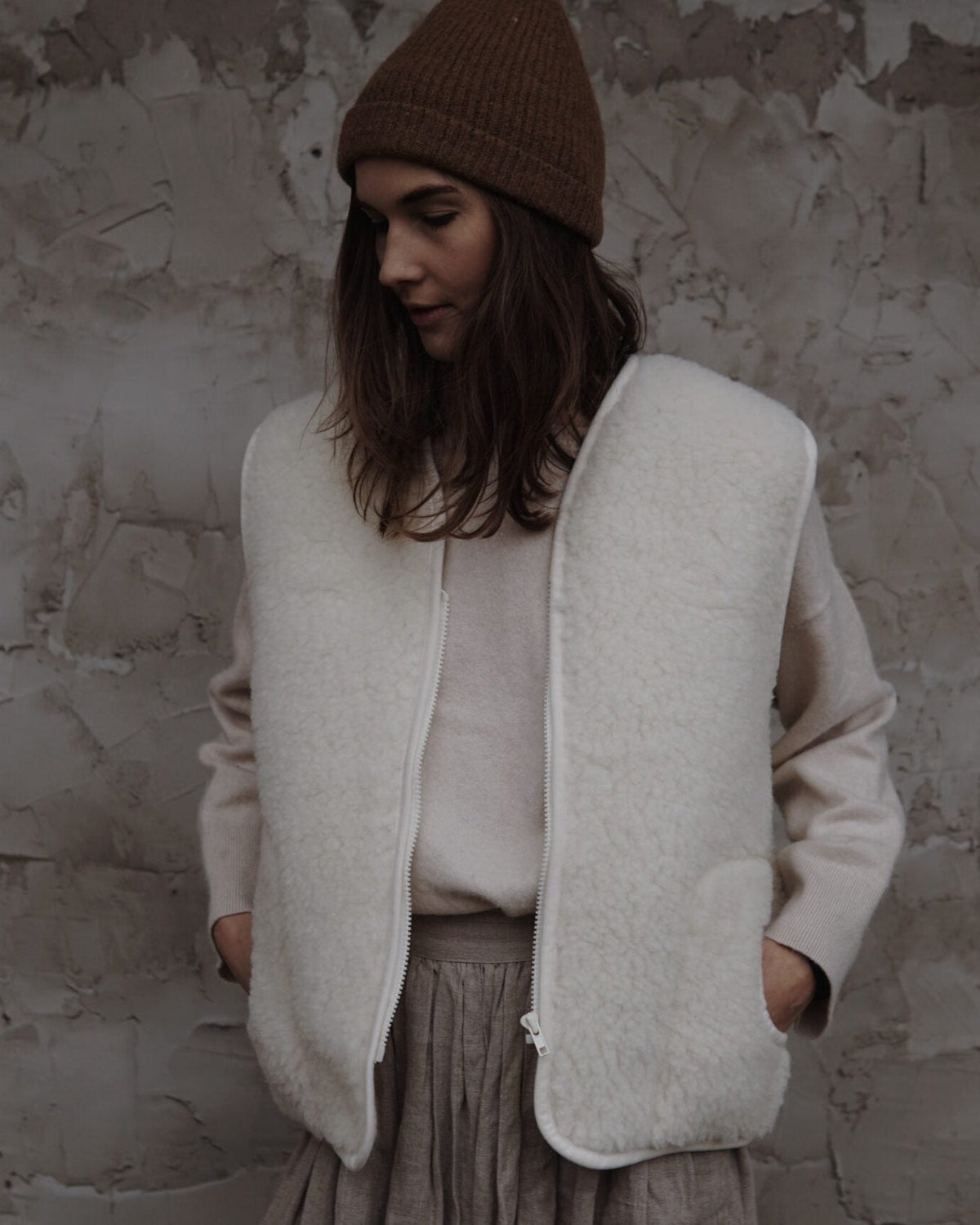 WOMEN'S WOOL VEST WITH LINING