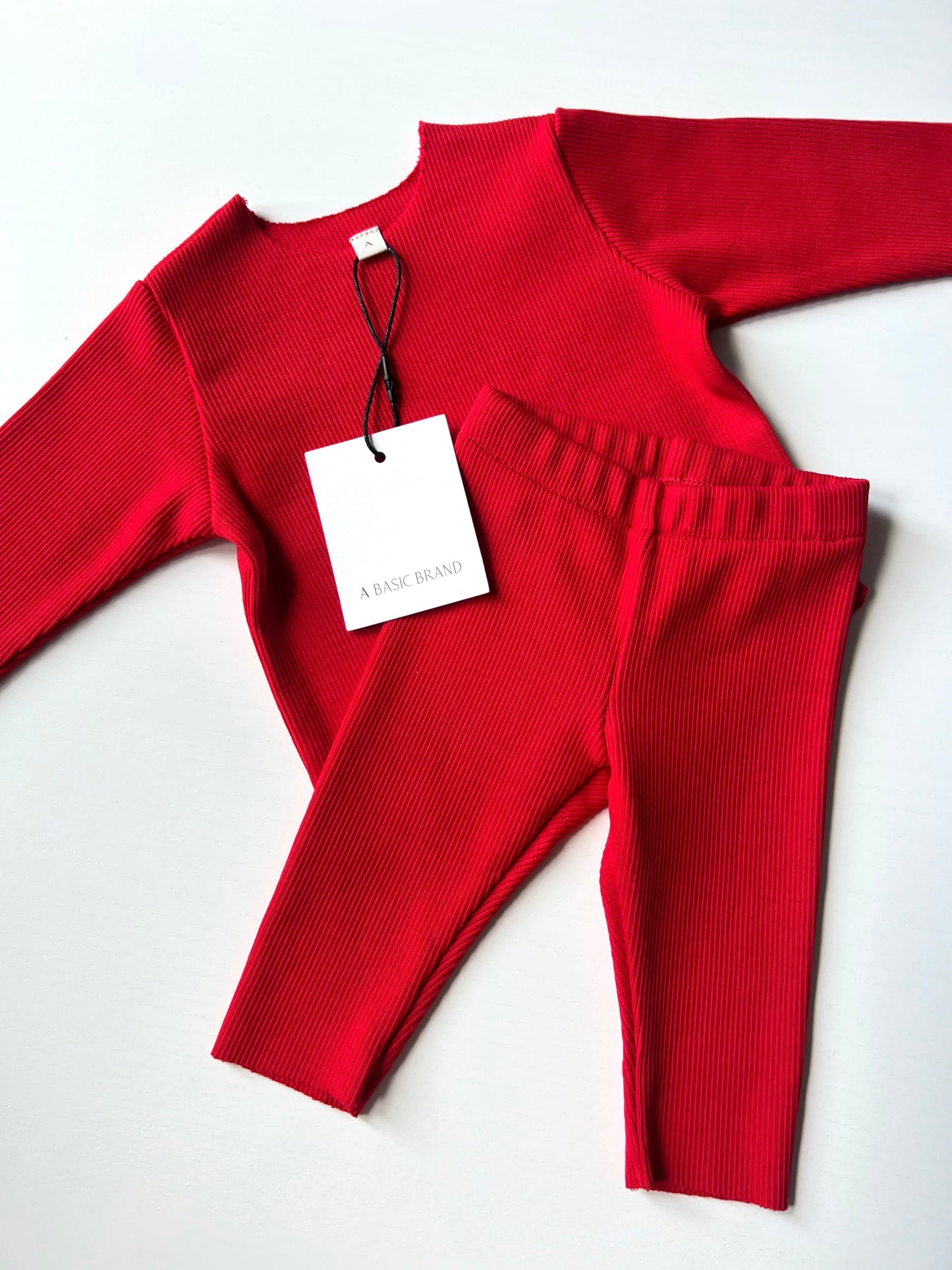 RIB LEGGINGS RED