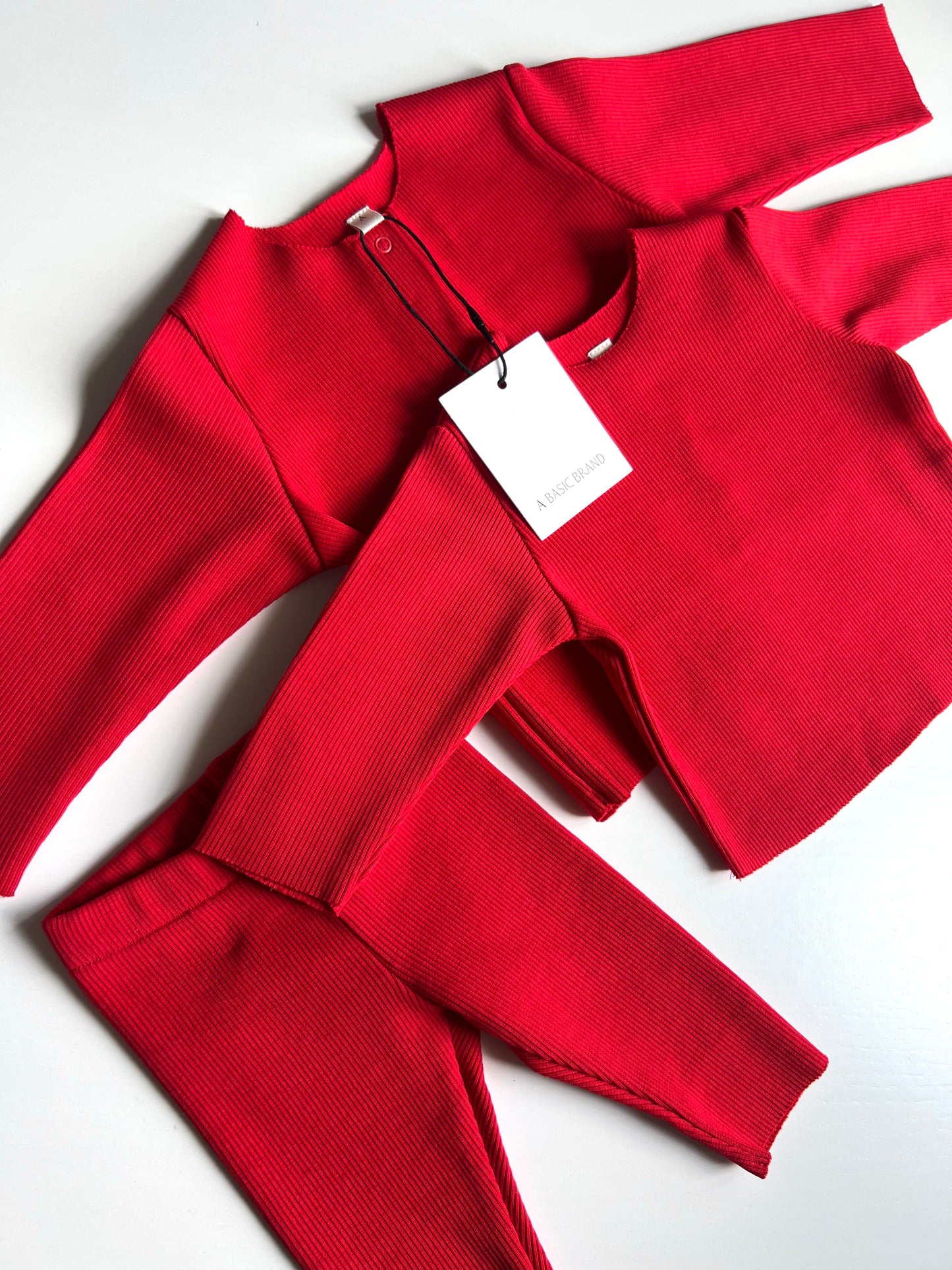 RIB LEGGINGS RED