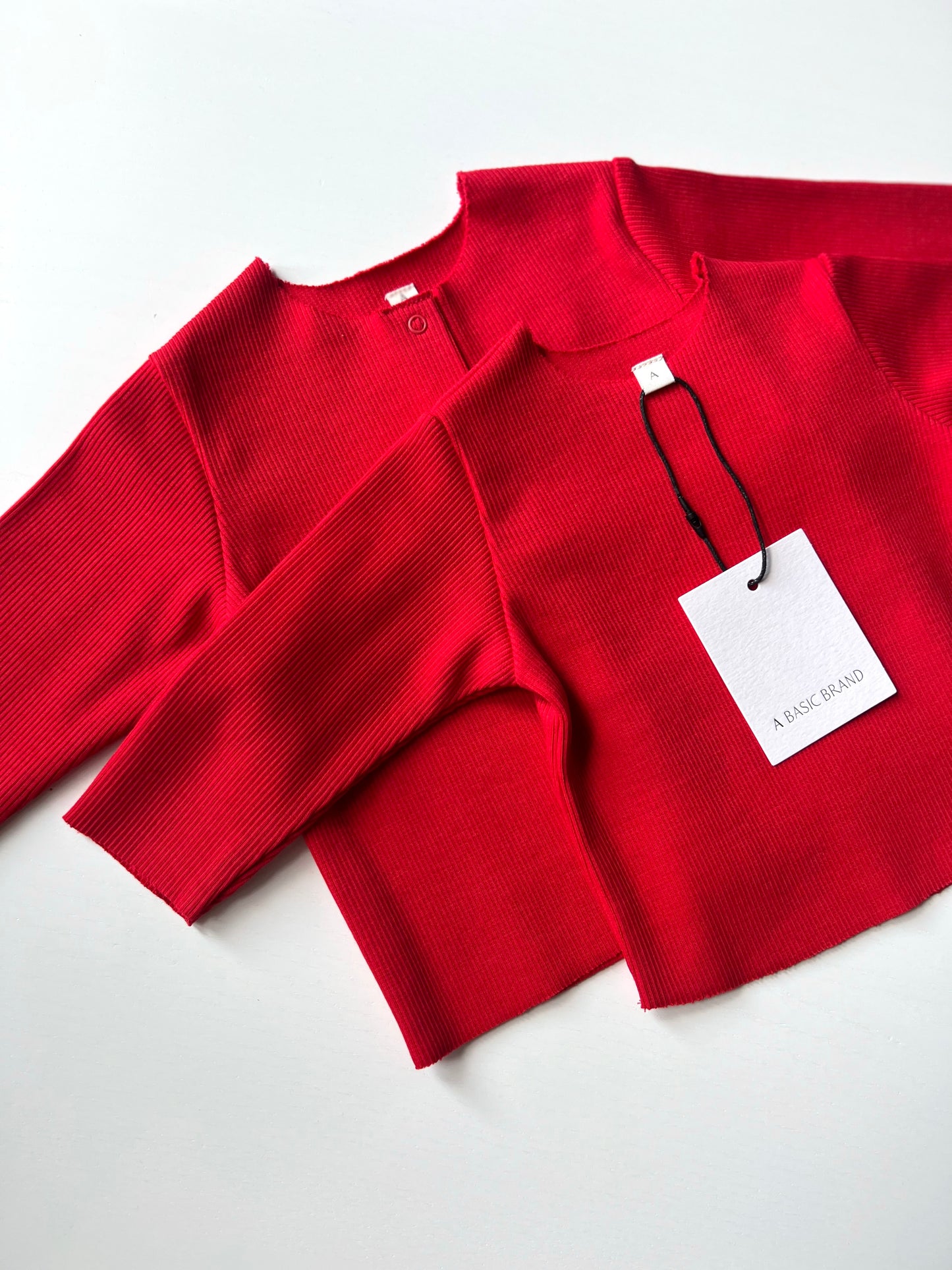 RIB CARDIGAN RED