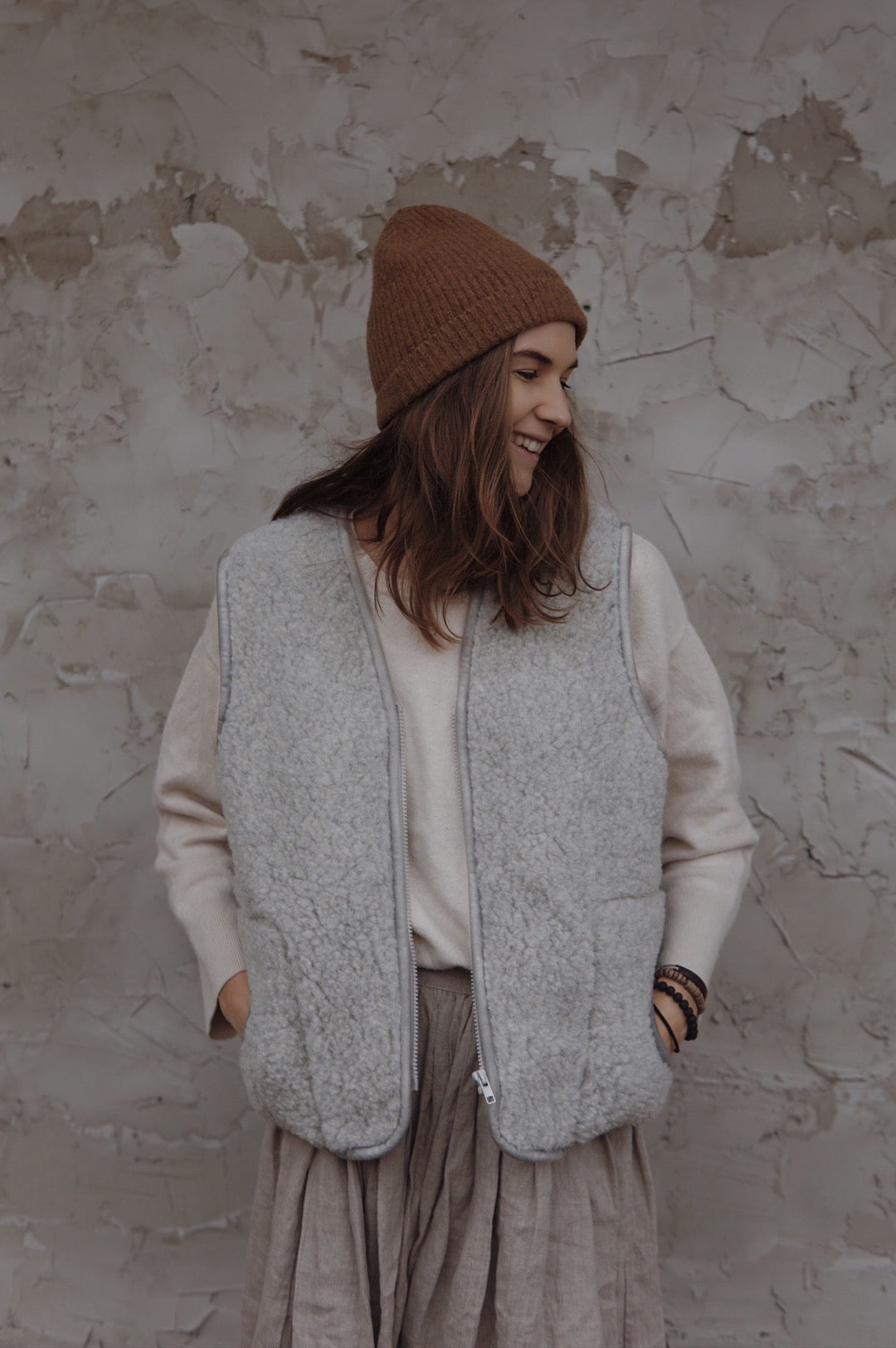 WOMEN'S WOOL VEST WITH LINING