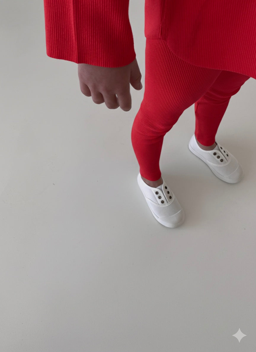 RIB LEGGINGS RED